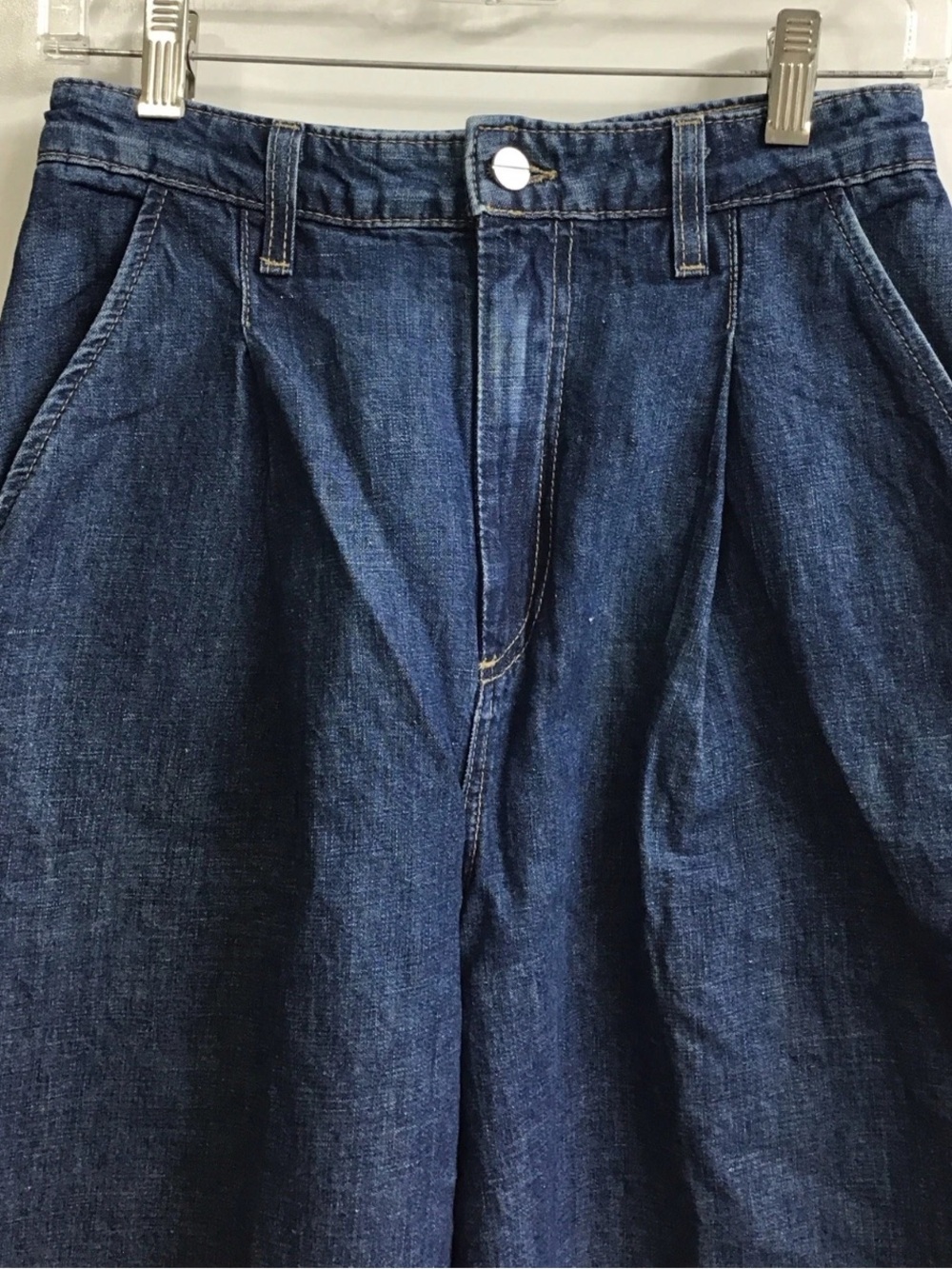 NWT TWP Greene St. Wide Leg Linen Blend Pants Dark Wash Blue Cotton $495 Size 29 - Picture 7 of 11